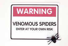 Load image into Gallery viewer, Decorate your Bug Party Theme with these creepy, crawly and fun party signs.   You will receive a PDF file formatted 8 ½in X 11in with 5 different Bug Warning Signs.