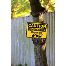 Load image into Gallery viewer, Decorate your Dinosaur Party Theme with these fun PDF template party signs.   You will receive over 10 different Dinosaur Warning Signs.