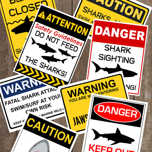 Decorate your Jaws Party with these fun shark decorative signs. You will receive a PDF file formatted 8 ½ X 11inches with 8 different Shark Warning Signs. Two of the signs can be edited with your child's name. 