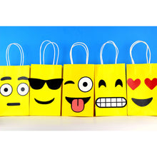 Load image into Gallery viewer, Decorate your Emoji Party Goodie Bags with this cute PDF template.  You may print as many as you need and use them to create your own favor bags or centerpieces.  