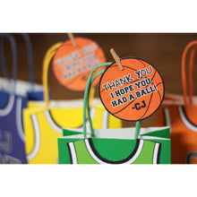 Load image into Gallery viewer, Slam Dunk!! Decorate your goodie bags with these personalized Basketball Party Templates.  This PDF file includes a basketball thank you tag so you can personalize them with your guests names or your child&#39;s name.