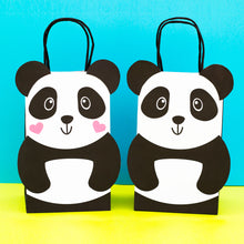 Load image into Gallery viewer, Let&#39;s Party like a Panda!! Decorate your Goodie Bags with this Panda PDF Template. The panda bear can be personalized with your party guest names.
