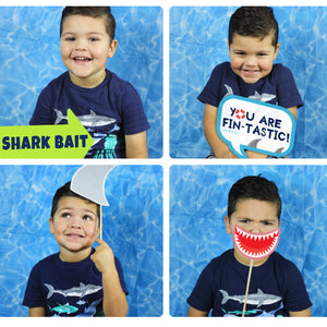 These jaw-some photo props will surely bring fun to your Shark Party Theme. You will receive a PDF file formatted on 8 ½" X 11" with 8 different Shark Photo Props. It also includes "Take a Prop Shark a Pose" Sign. Print as many copies as you desire then paste on dowel sticks.