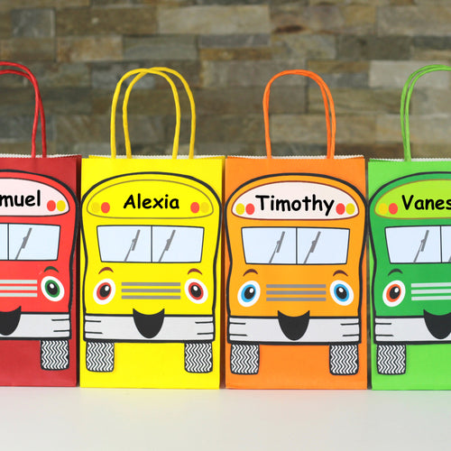 Wheels on the Bus Favor Bag and Tag