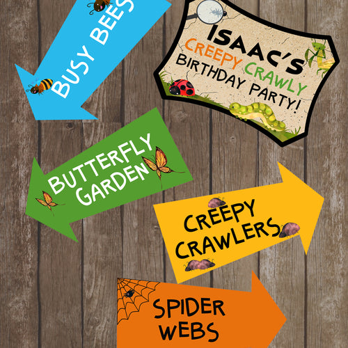 Decorate your Bug Party with these fun directional signs.  This is an Editable PDF File, so you can personalize it and add your child's name.
