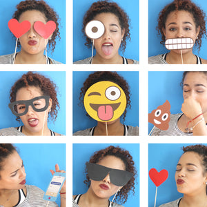 Use this Emoji PDF Template to create your own Photo Booth Props. Print and paste a wooden dowel stick. 