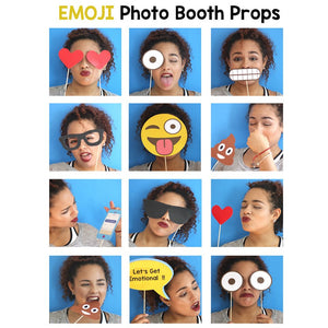 Use this Emoji PDF Template to create your own Photo Booth Props. Print and paste a wooden dowel stick. 