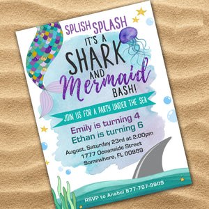 Mermaid/ Shark Invitation