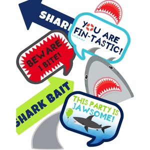 These jaw-some photo props will surely bring fun to your Shark Party Theme. You will receive a PDF file formatted on 8 ½" X 11" with 8 different Shark Photo Props. It also includes "Take a Prop Shark a Pose" Sign. Print as many copies as you desire then paste on dowel sticks.
